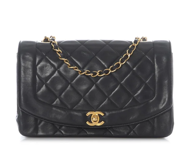 Chanel Vintage Medium Black Quilted Lambskin Diana Flap from Ann's Fabulous Finds