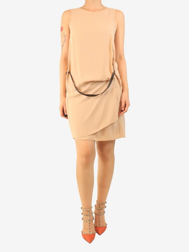 Brunello Cucinelli Blush sleeveless silk crepe mini dress - size S in Pink Silk from Sign of the Times