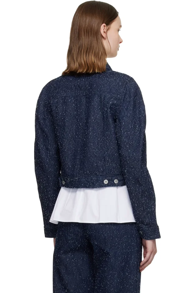 JACQUEMUS Navy 'The Ovalo de-Nîmes' Denim Jacket, photo 3 of 4 from SSENSE