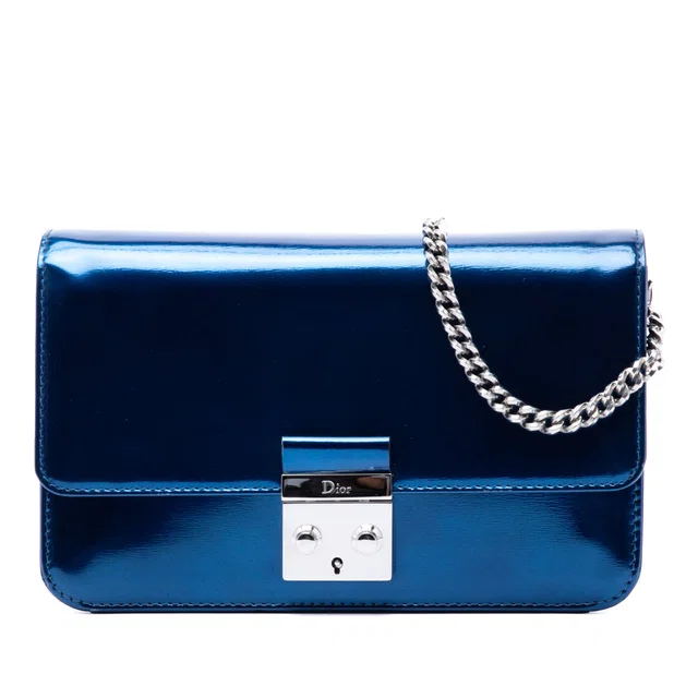 Blue Dior Patent Miss Dior Promenade Crossbody in Blue Patent leather from Designer Revival