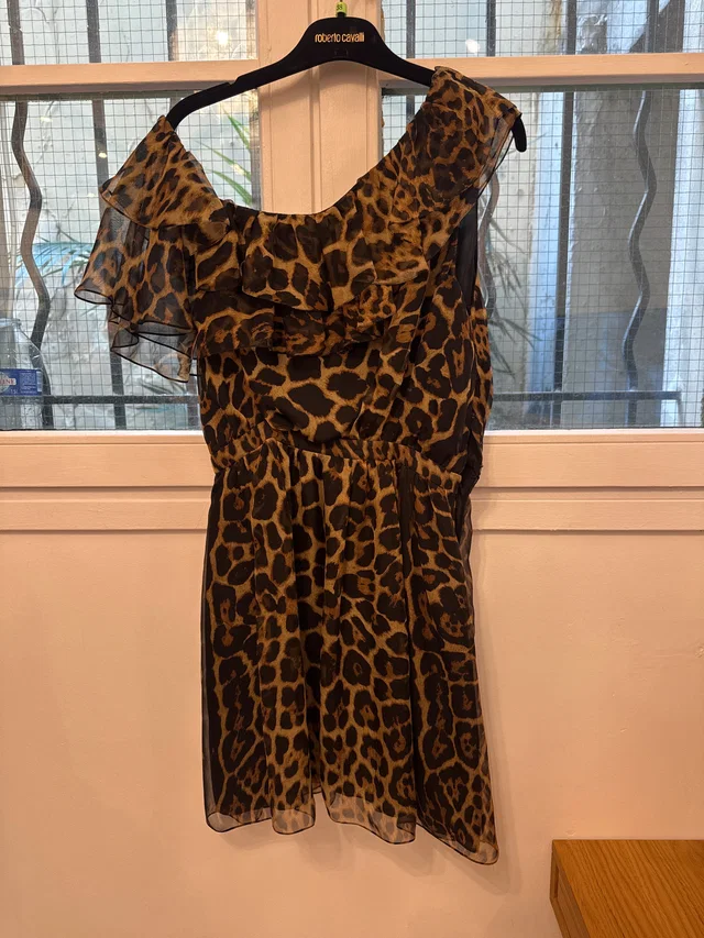 Saint Laurent Asymetric leopard dress in Silk from Luxury Promise