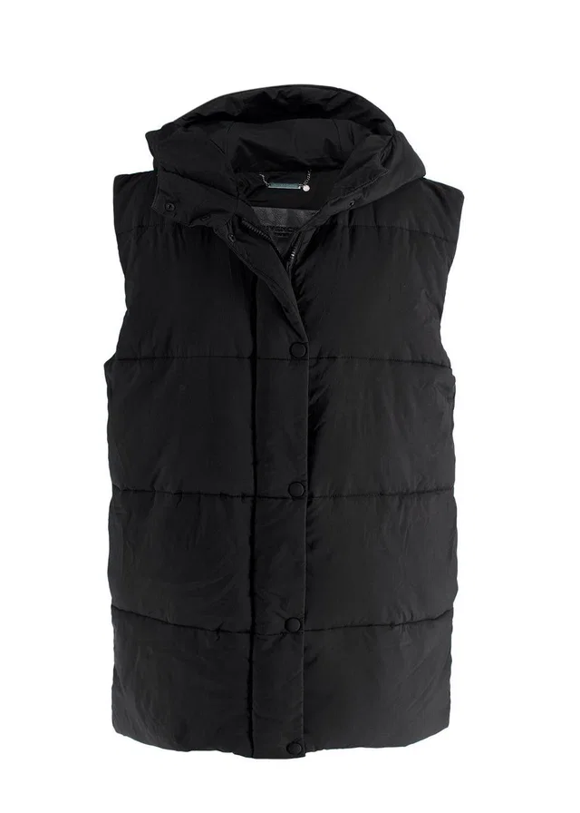 Givenchy Logo Black Sleeveless Hooded Puffer Jacket in Black from HEWI