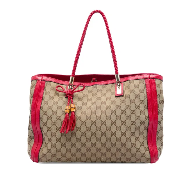 Red Gucci GG Canvas Bella Tote in Red Canvas from Designer Revival