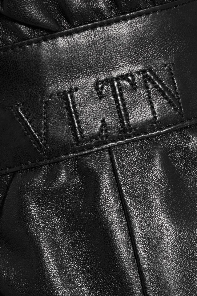 Valentino Garavani Leather Shorts with Ruffled Trim in Black, photo 4 of 4 from THE OUTNET