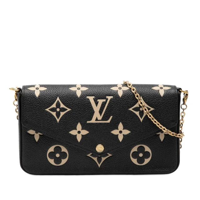 Black Louis Vuitton Bicolor Monogram Empreinte Pochette Felicie Crossbody Bag in Black from Designer Revival, photo 1 of 1