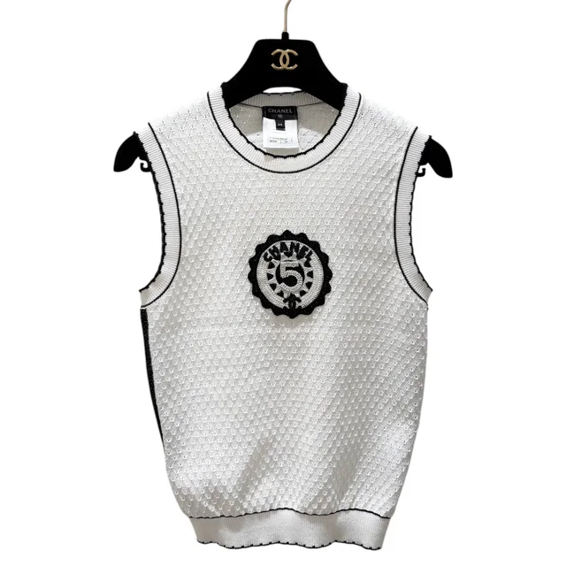 Chanel Embellished Logo 5 Vest - size 34 from Luxury Promise