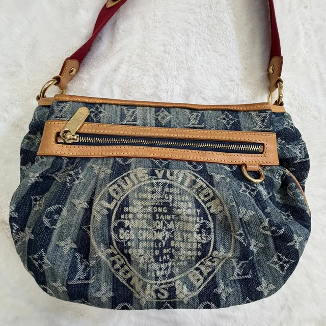 Louis Vuitton Denim Raye Porte Epaule MM shoulder/crossbody bag in Denim from SparklesnDreams