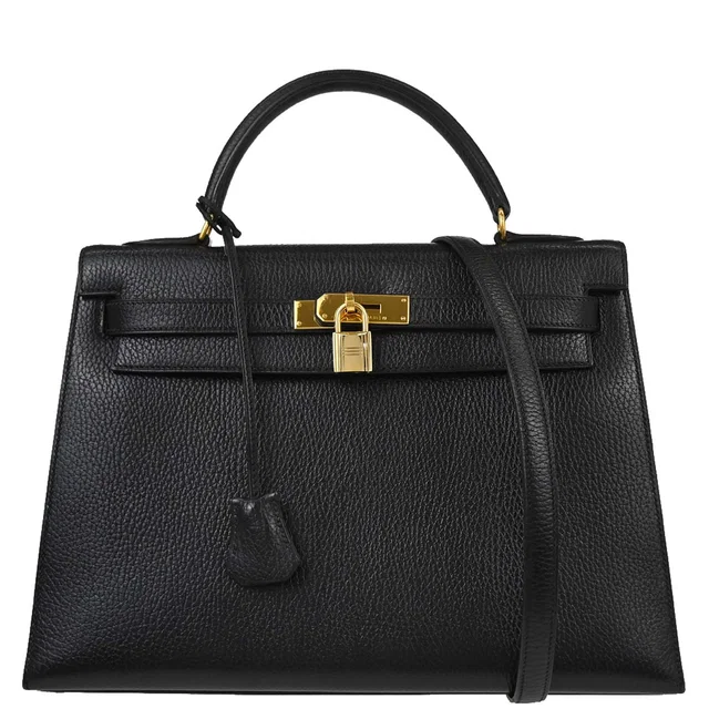 Hermès Black Ardennes Kelly 32 Sellier 2way Shoulder Handbag in Black Leather from AMORE Vintage Tokyo