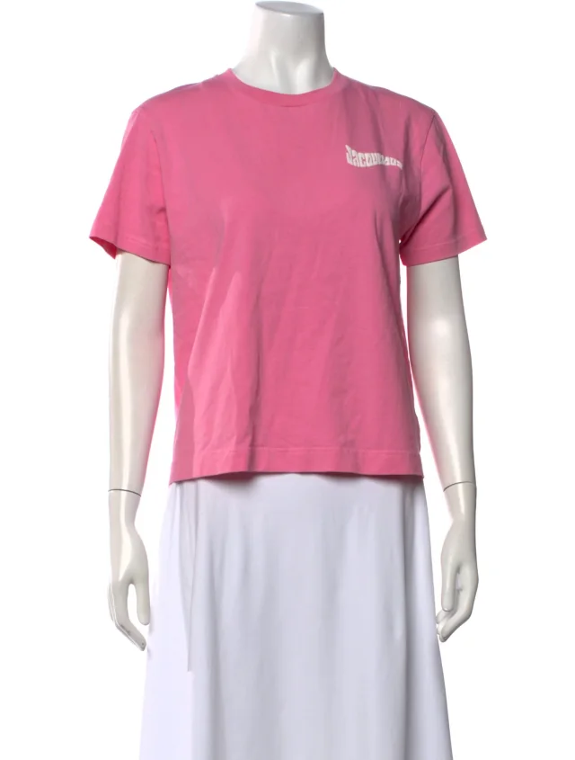 Jacquemus Graphic Print Crew Neck T-Shirt in pink from The RealReal