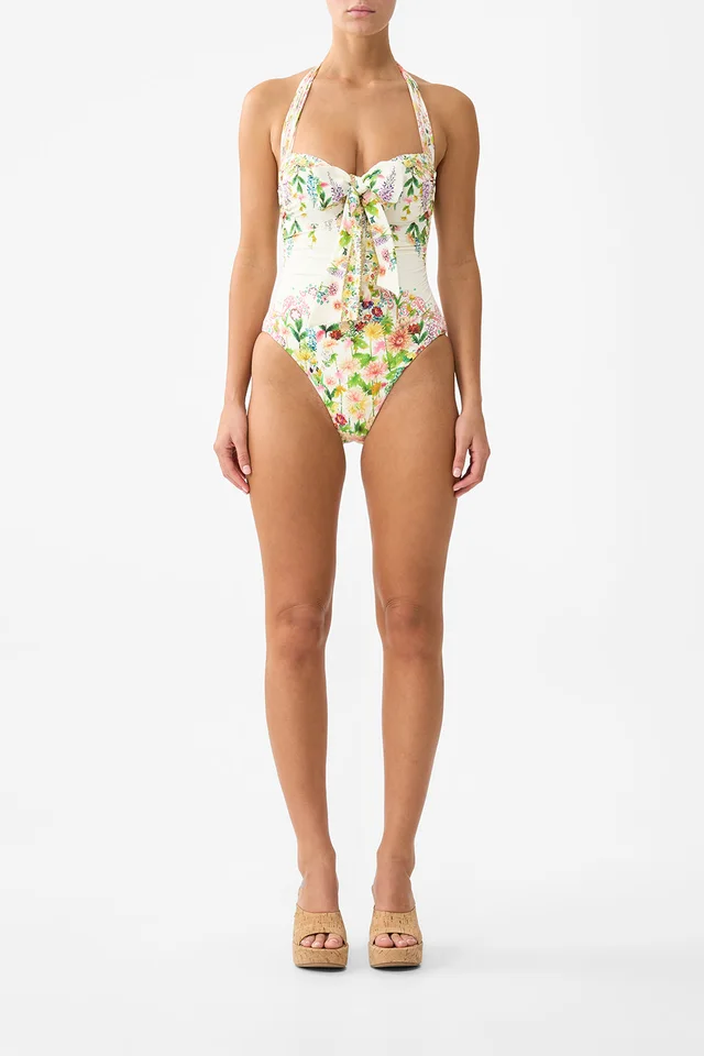 Camilla eBoutique BOW TIE GATHERED UNDERWIRE HALTER ONE PIECE THE CALL OF CATALONIA from CAMILLA, photo 1 of 1