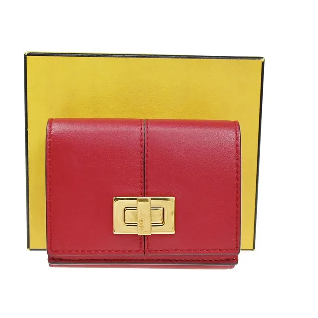Fendi Peekaboo Leather Red Accessory in Red Leather from HEWI