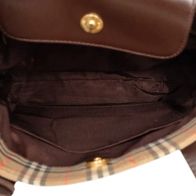 Beige Burberry Haymarket Check Canvas Tote in Beige Canvas from Designer Revival, photo 4 of 7