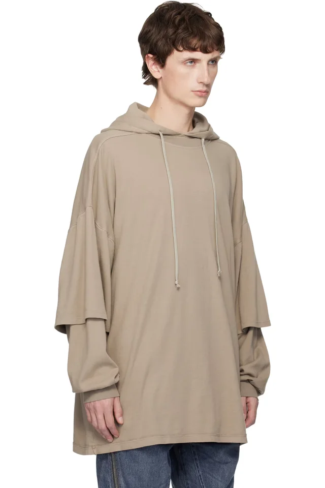 Rick Owens DRKSHDW Taupe Concordians Tommu Hustler Hoodie, photo 2 of 4 from SSENSE