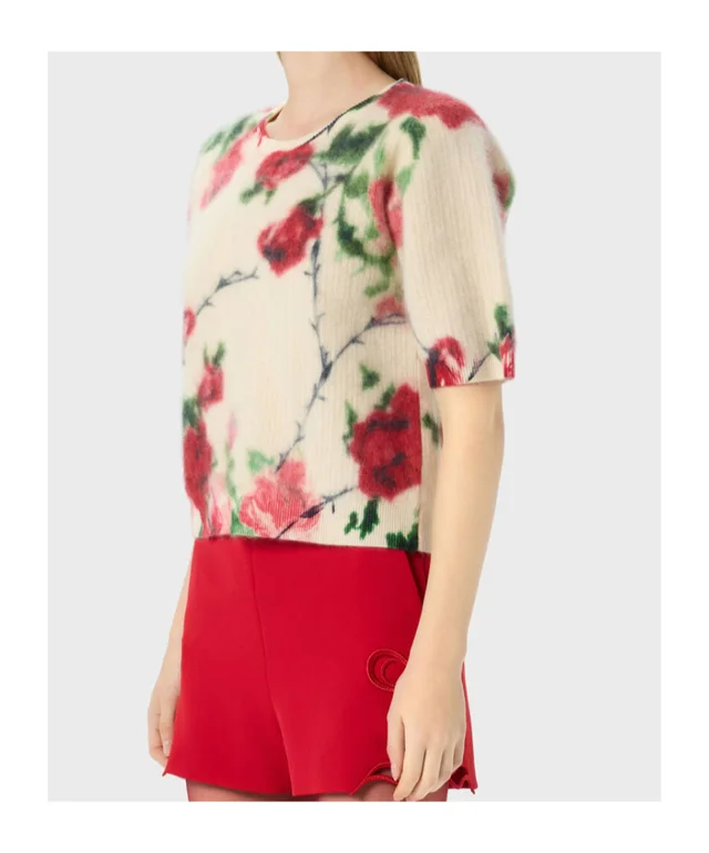Blumarine PRINTED RIB-KNIT CASHMERE AND WOOL JUMPER, photo 4 of 5 from SENSER