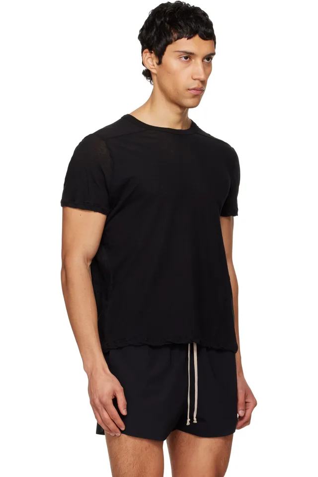 Rick Owens Black Temple Short Level T-shirt, photo 2 of 4 from SSENSE