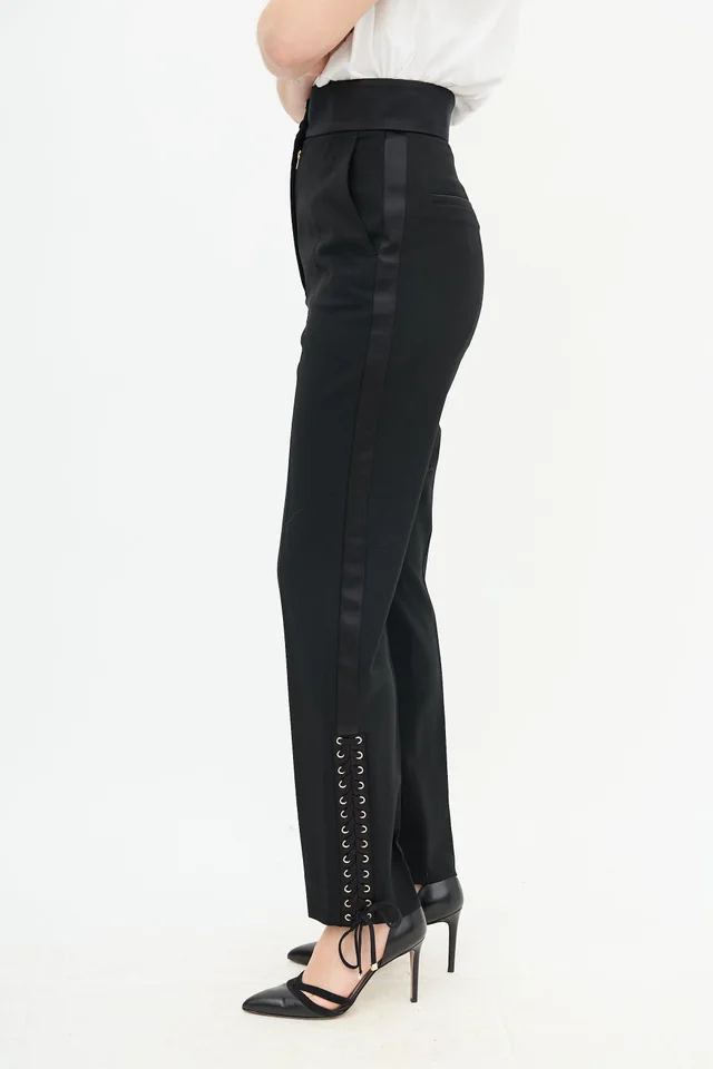 Dolce & Gabbana Lace Cuff Straight Trouser in Satin from VSP Consignment, photo 2 of 2