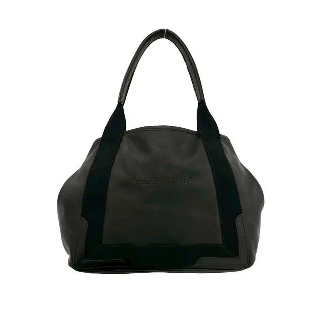 Balenciaga Navy Cabas Leather Canvas Tote Bag in Navy Canvas from LuxUness