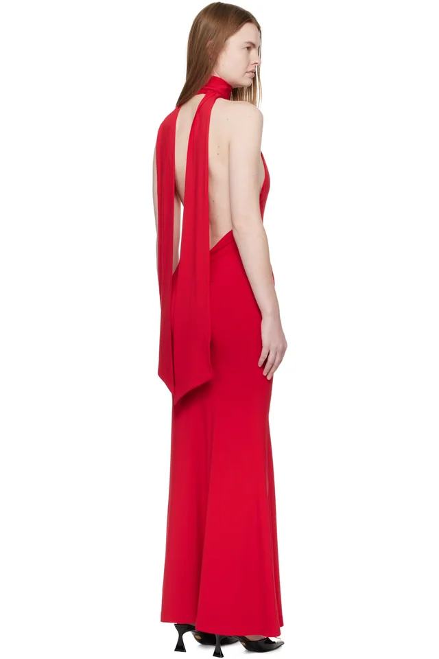 GUIZIO Red Siena Maxi Dress, photo 3 of 4 from SSENSE