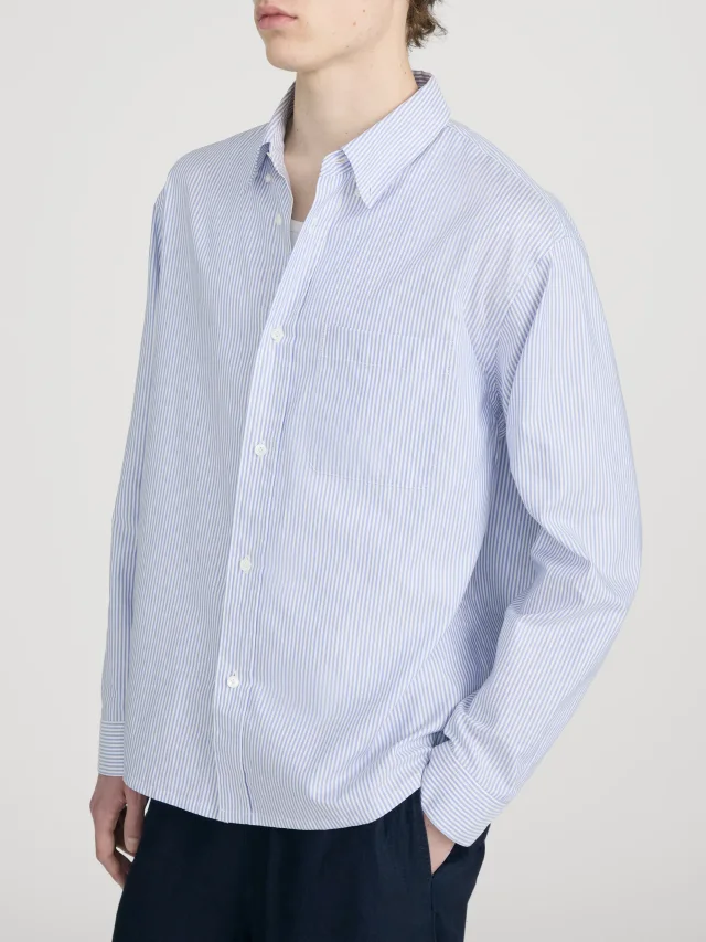 FRAME Oxford Shirt in BLUE STRIPE, photo 5 of 14 from FRAME