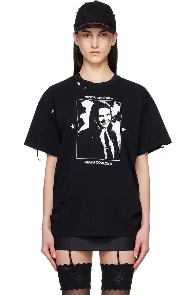 MATIÈRES FÉCALES Black Hannah T-shirt, image 1 of 1 from SSENSE