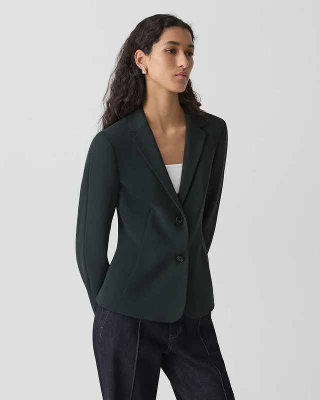 Theory Fitted Blazer in Admiral Crepe in RICH GREEN, photo 11 of 16 from Theory