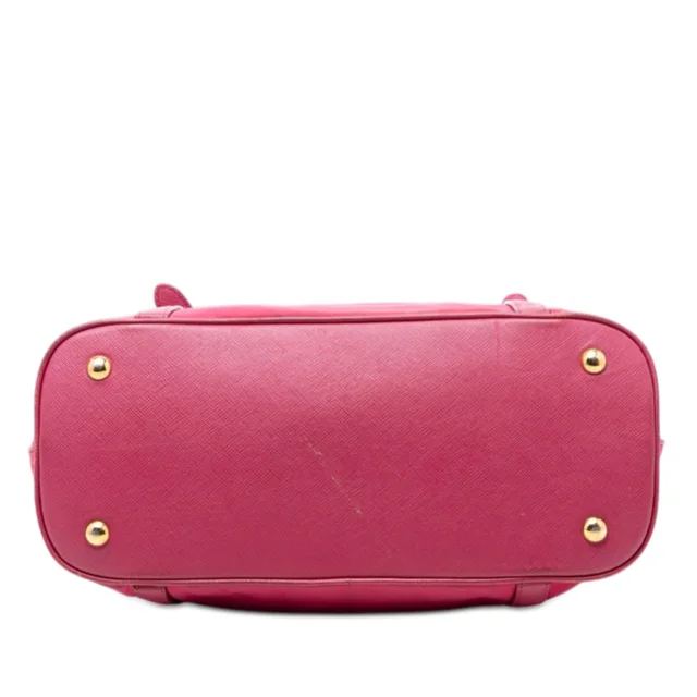 Pink Prada Saffiano Trimmed Tessuto Dome Satchel in Pink Saffiano leather from Designer Revival, photo 2 of 2