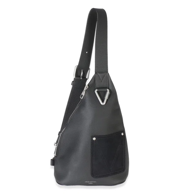 Black Lv Touch Calfskin Delta Slingbag Leather Handbag in Black Calfskin from HEWI