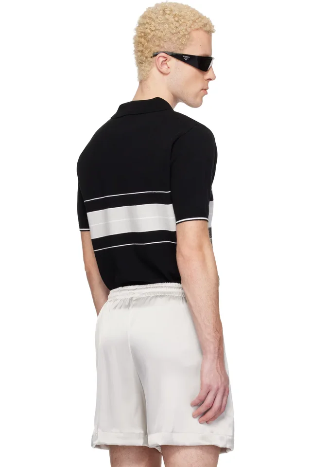 Ernest W. Baker Black & Gray Striped Polo, photo 3 of 4 from SSENSE