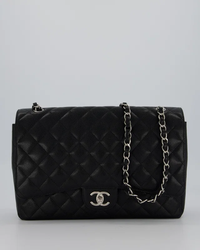 Chanel Maxi Classic Double Flap Bag in Black Caviar leather from Sellier