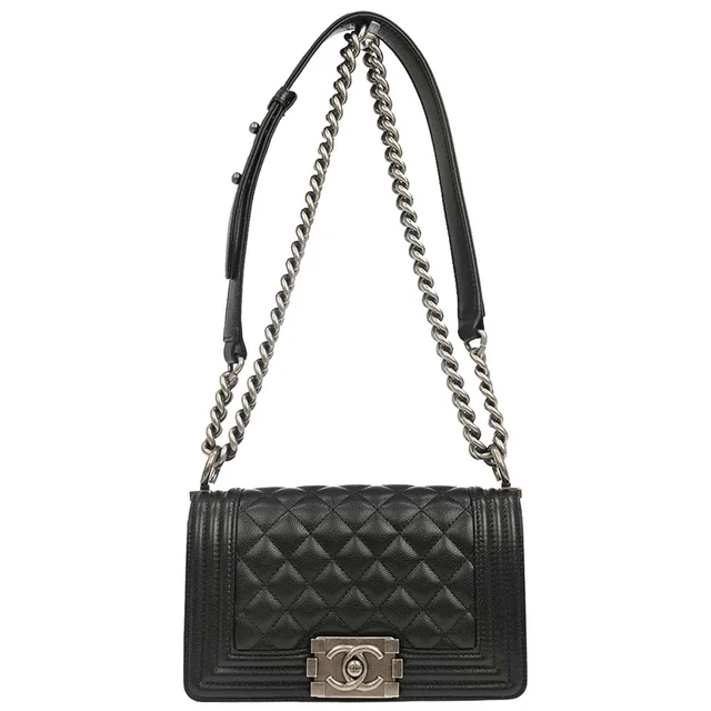 Boy Chanel 2019 Black Caviar Skin Small Chain Shoulder Bag in Black Caviar leather from AMORE Vintage Tokyo