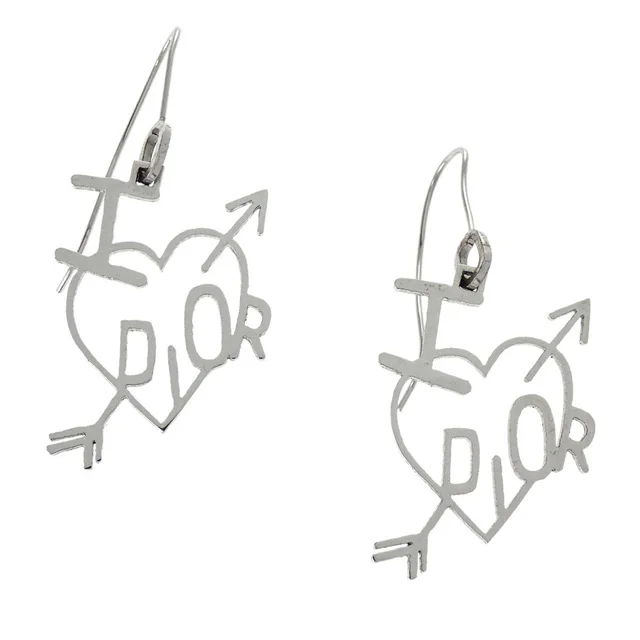 I Love Dior Heart And Arrow Pierced Earrings Silver in Silver from AMORE Vintage Tokyo