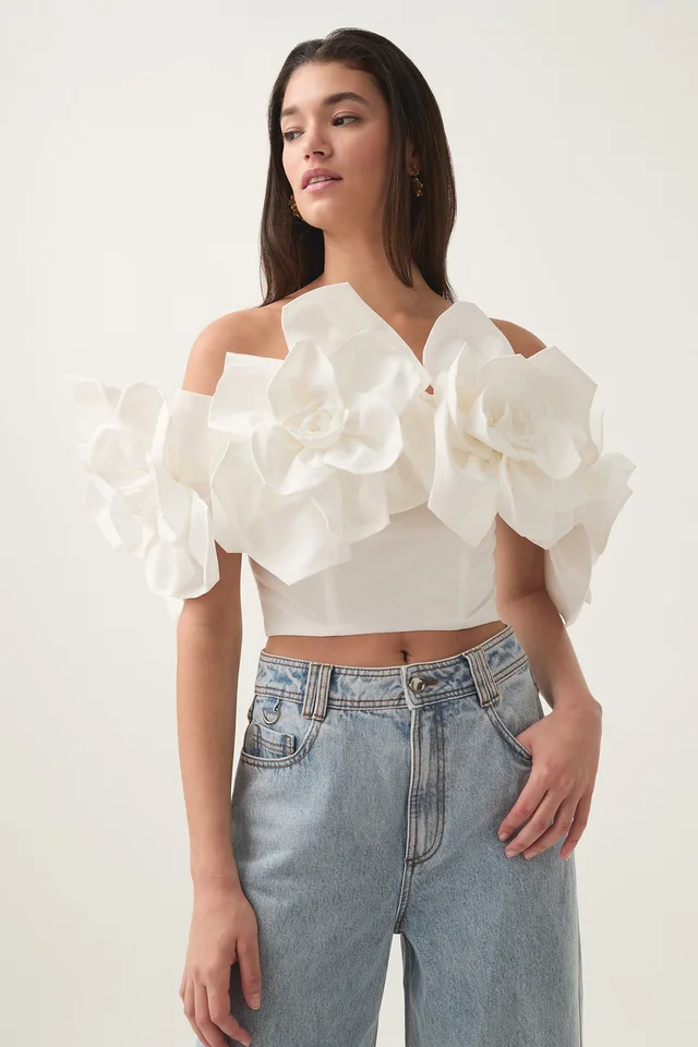 AJE Etta Taffeta Top in White from Aje, photo 1 of 1