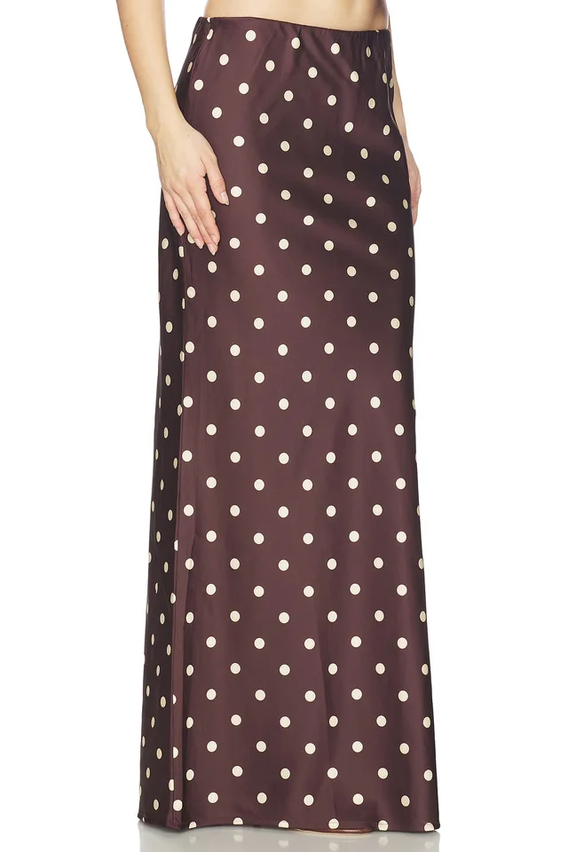 Runaway The Label Blaine Maxi Skirt in Chocolate & Lemon Polka Dot, photo 2 of 6 from REVOLVE (Canada)