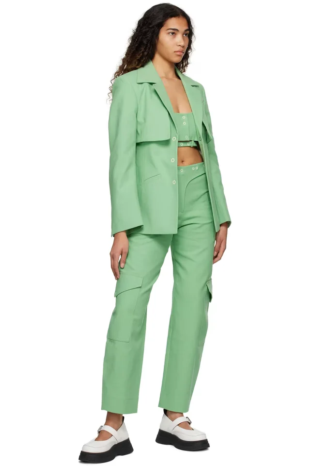 GANNI Green Storm Flap Blazer, photo 4 of 4 from SSENSE