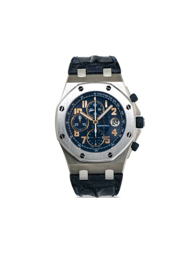 Audemars Piguet pre-owned Royal Oak 44mm - unisex - Sapphire Glass/Titanium/Crocodile Leather/Steel - One Size… in blue Crocodile from Farfetch