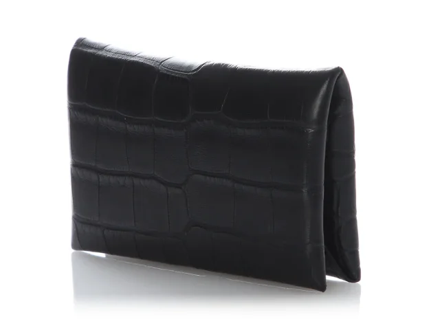Hermès Black Matte Alligator Calvi Card Holder in Black Crocodile from Ann's Fabulous Finds, photo 2 of 8