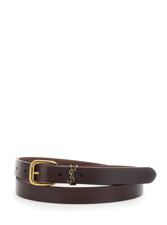 Saint Laurent Cassandre Belt — Brown Calfskin in Brown Calfskin from HEWI