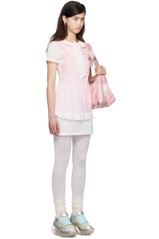 I'm Sorry by Petra Collins SSENSE Exclusive Pink & White JennyFax Edition Apron Minidress, photo 2 of 5 from SSENSE