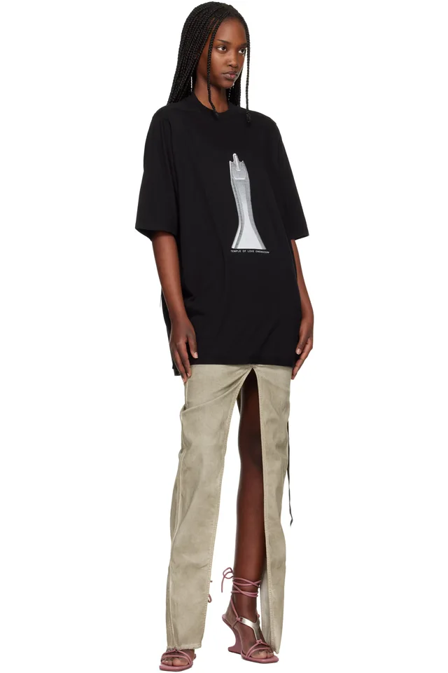 Rick Owens DRKSHDW Black Temple Jumbo S/S T-shirt, photo 4 of 4 from SSENSE