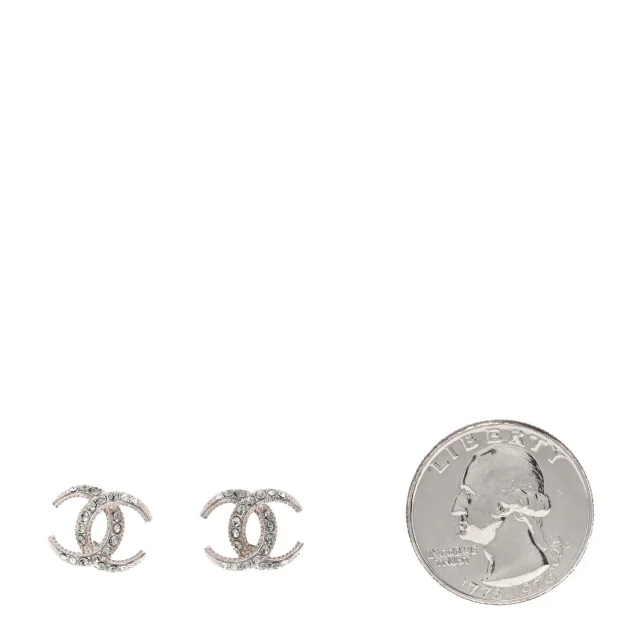 Chanel Crystal CC Earrings Silver in Silver from FASHIONPHILE, photo 2 of 5
