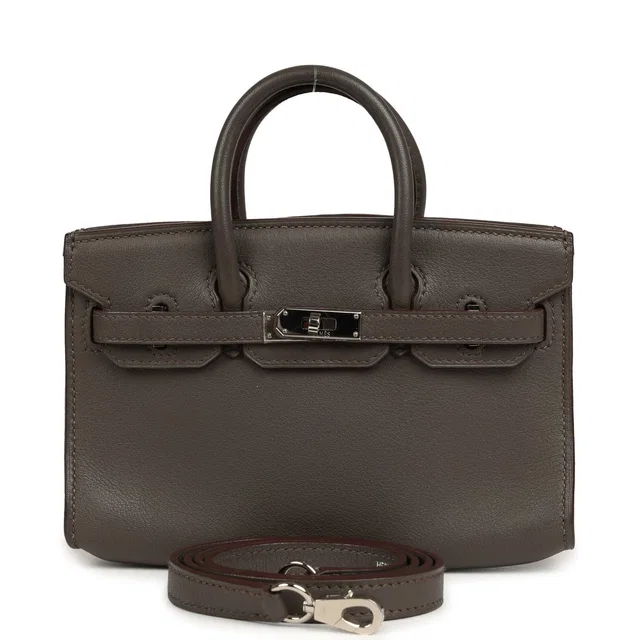 Hermès Micro Birkin 15 Etain Swift Palladium Hardware in Taupe Swift leather from Madison Avenue Couture