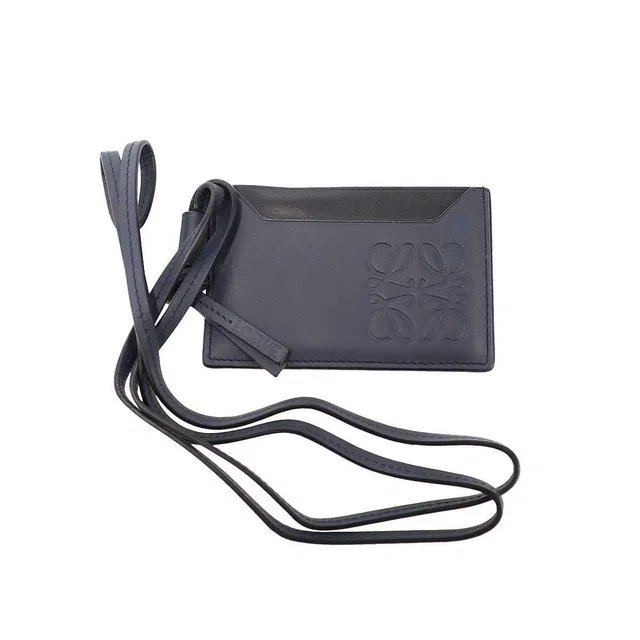 Loewe Strap Leather Card Case Navy in Navy Leather from The Reluxe