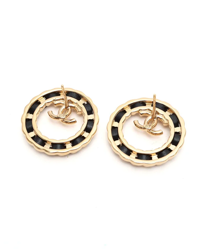 Chanel Coco Mark Leather Earrings in Leather from A Retro Tale, photo 4 of 4