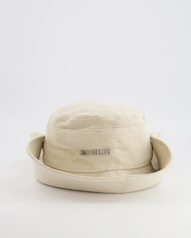 Jacquemus Le Bob De-Nîmes Bucket Hat with Adjustable Drawstring in Beige from Sellier, photo 2 of 12