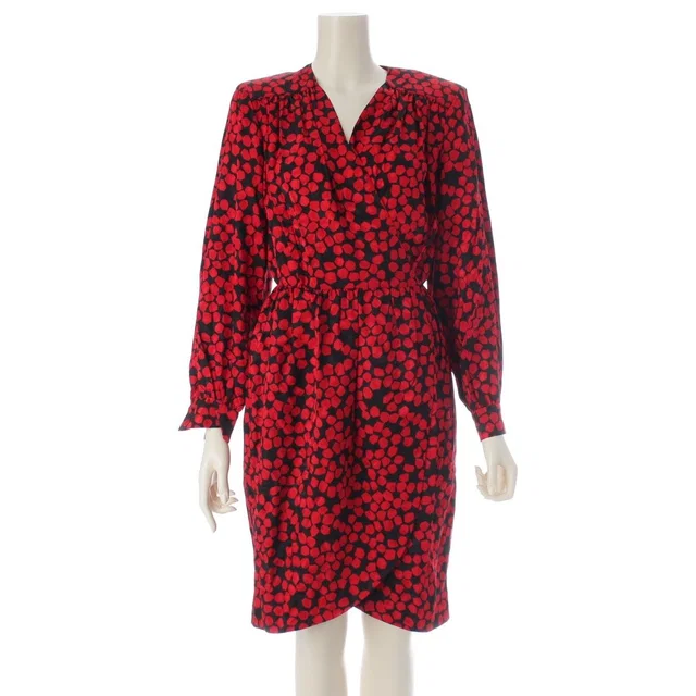 Saint Laurent Vintage Silk Dress Red Black in Black Silk from The Reluxe