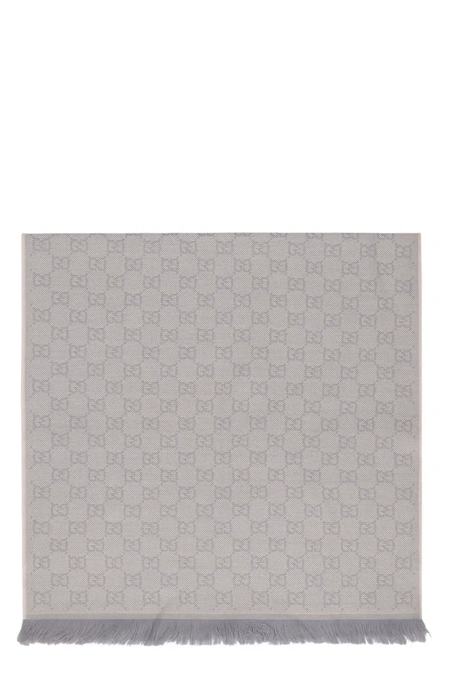 Gucci Gg Jacquard Wool Scarf — Gray Scarfs in Grey Wool from HEWI