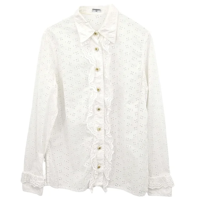 Chanel Blouse Shirt White in White from AMORE Vintage Tokyo