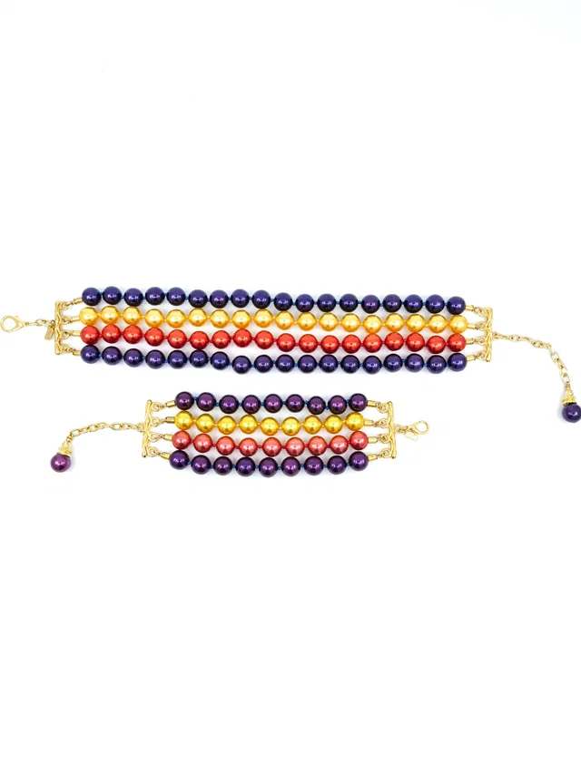 Escada Multicolor Faux Pearl Choker And Bracelet Set in Multicolor from Arcade Vintage