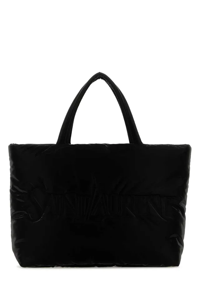 Saint Laurent Quilted Nylon Tote Bag — Black Exterior: Lining in Black Nylon from HEWI