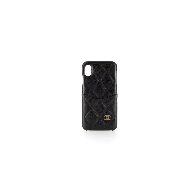 Chanel Quilted Caviar iPhone XS Max Case Black in Black Caviar leather from The Purse Affair